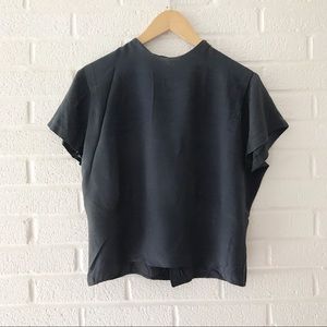 Vintage Silk Button Back Crop Top Carol Benson XS